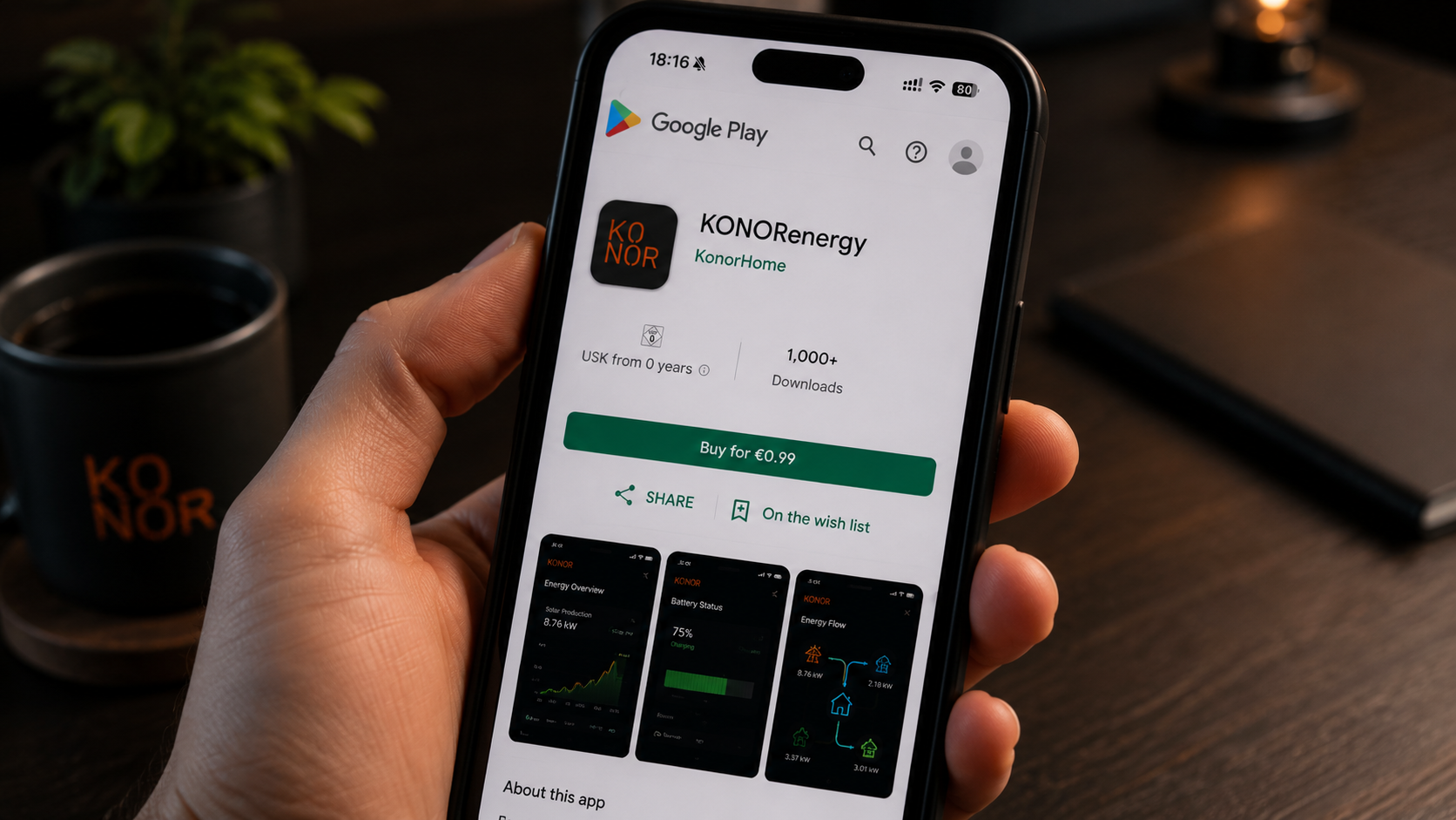 KONORenergy app shown on Google Play